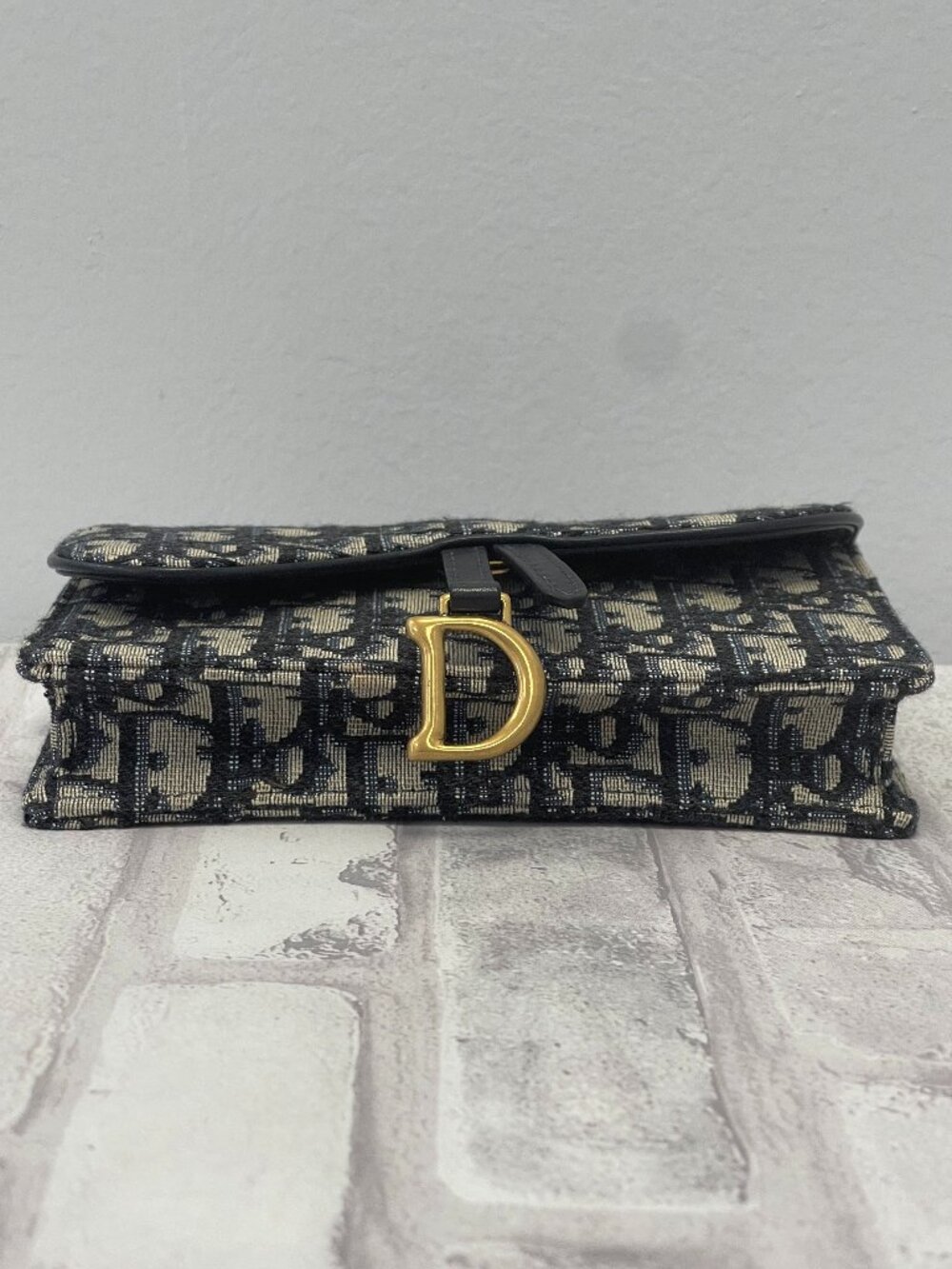 Christian Dior Blue Dior Oblique Jacquard Saddle Belt Pouch - Preowned - Picture 9 of 14